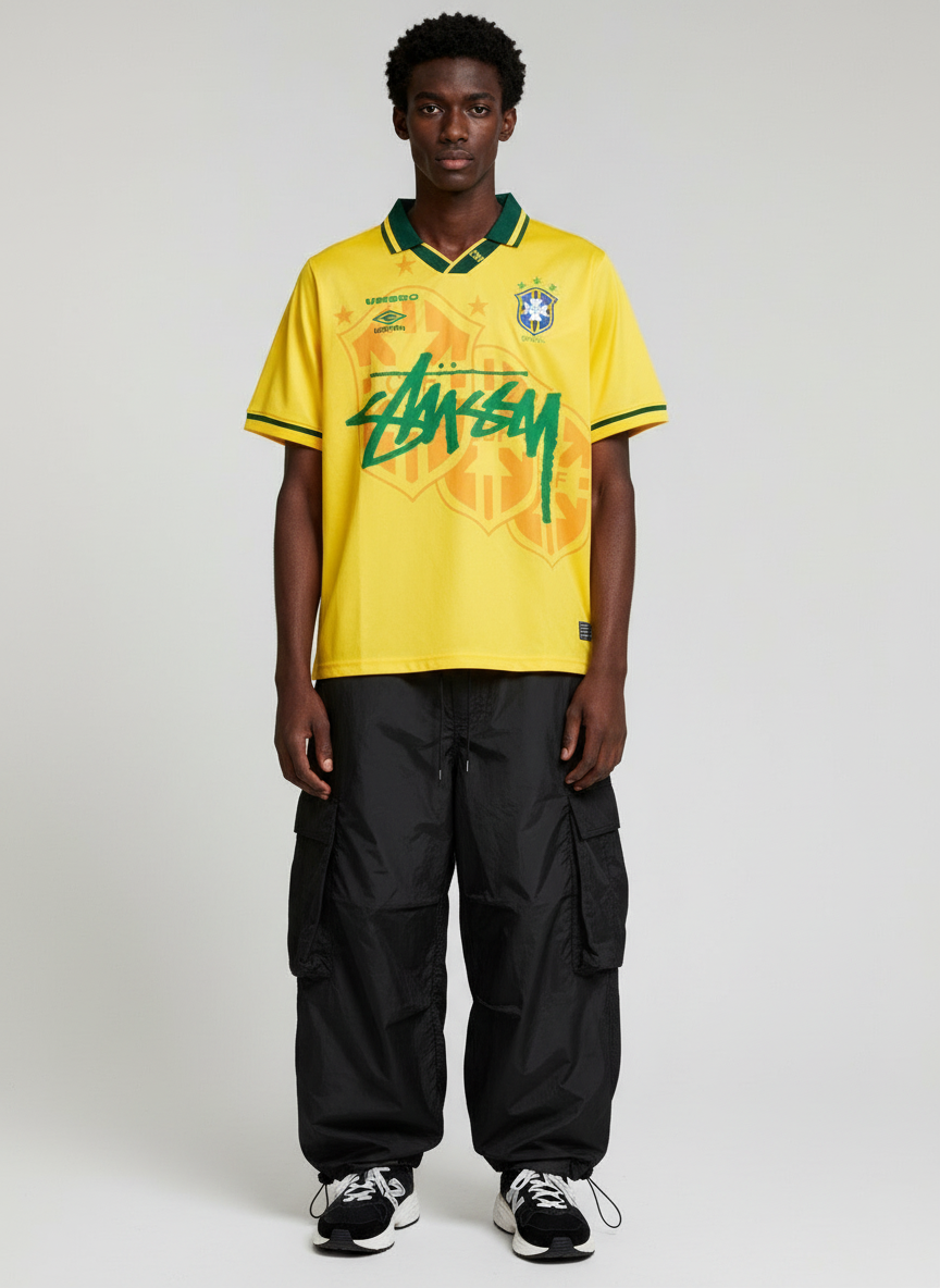 STÜSSY x “BRASIL” RETRO JERSEY - YELLOW GREEN